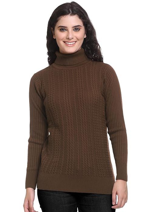 GODFREY Women's High Neck Knitted Woolen Sweater