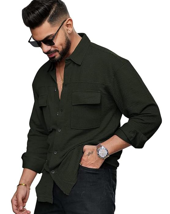 Regular Fit Fancy Double Pocket Casual Shirt for Men Full Sleeves - Cargo