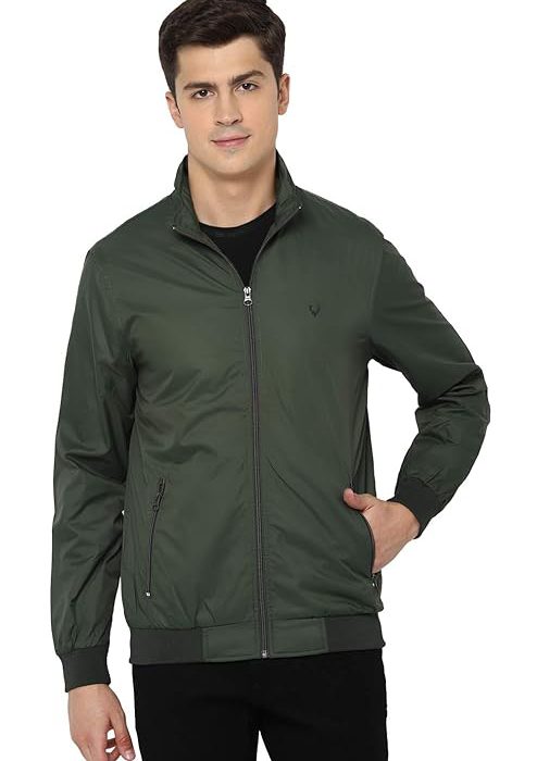 Allen Solly Men's Polyester Casual Jacket | Regular Fit High Neck | Standard Length