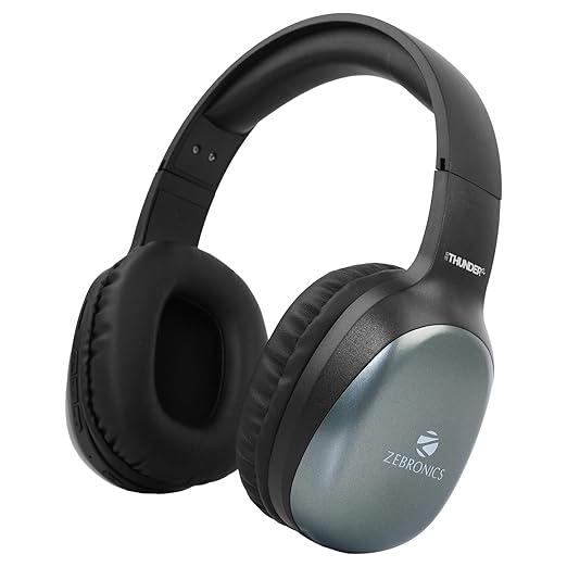 ZEBRONICS THUNDER Bluetooth 5.3 Wireless Headphones with 60H Backup, Gaming Mode, Dual Pairing, ENC, AUX, Micro SD, Voice assistant, Comfortable Earcups, Call Function(Olive Green)