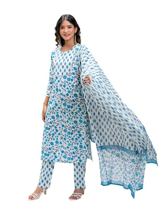 Women’s Kurta Pant Dupatta Set | Soft Cotton Suit Set | Comfortable & Stylish Ethnic Outfit