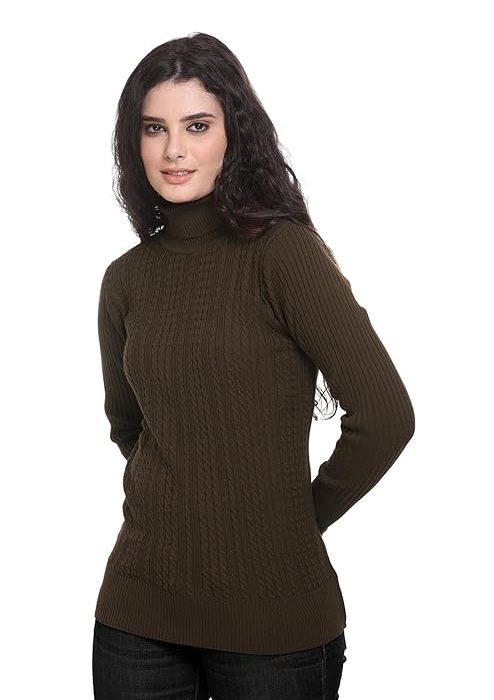 GODFREY Women's High Neck Knitted Woolen Sweater