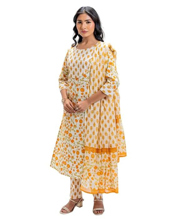 Women’s Kurta Pant Dupatta Set | Soft Cotton Suit Set | Comfortable & Stylish Ethnic Outfit
