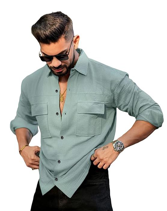 Regular Fit Fancy Double Pocket Casual Shirt for Men Full Sleeves - Cargo