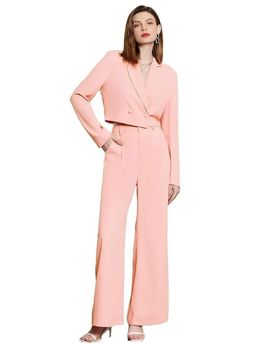 KOTTY Women's Solid Relaxed Fit Full Sleeve Co-ord Blazer and Trouser Set.