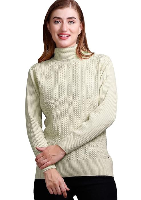 GODFREY Women's High Neck Knitted Woolen Sweater