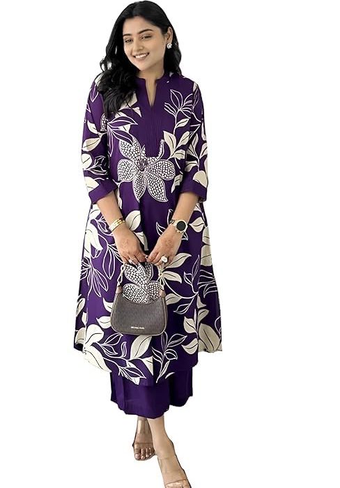 Women's Rayon Viscose Ethnic Co-Ord Set | Kurta Pant Set | Kurta Palazzo Set | Stylish Cotton Suit Set for Women