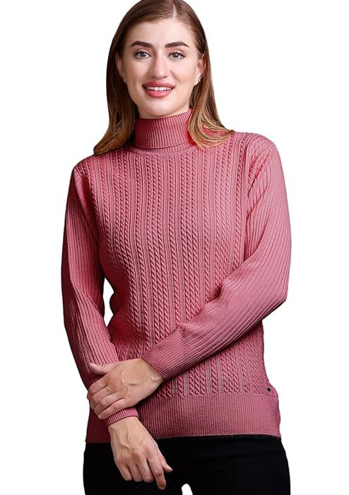 GODFREY Women's High Neck Knitted Woolen Sweater