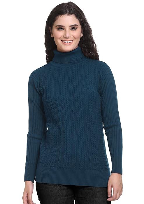 GODFREY Women's High Neck Knitted Woolen Sweater