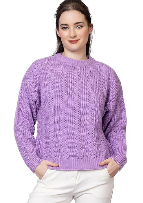 Women 100% Wool Pullover Sweater Regular Fit for Winter Wear | Full Sleeve | Stylish Sweater Crafted with Comfort Fit and Modern Clothing for Winter Wear