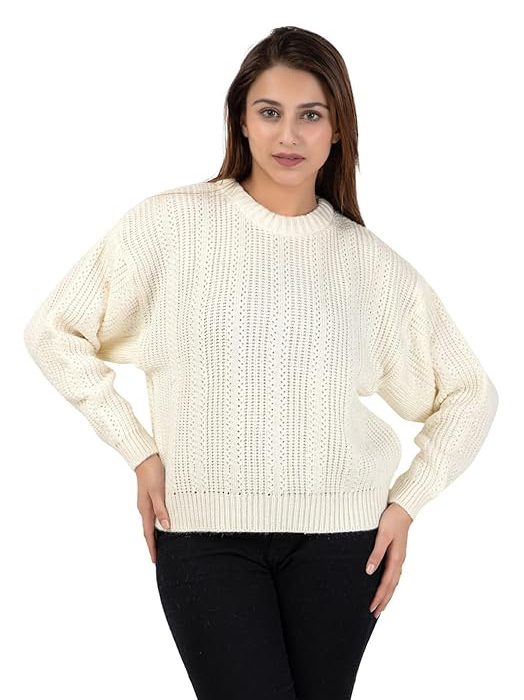 Women 100% Wool Pullover Sweater Regular Fit for Winter Wear | Full Sleeve | Stylish Sweater Crafted with Comfort Fit and Modern Clothing for Winter Wear