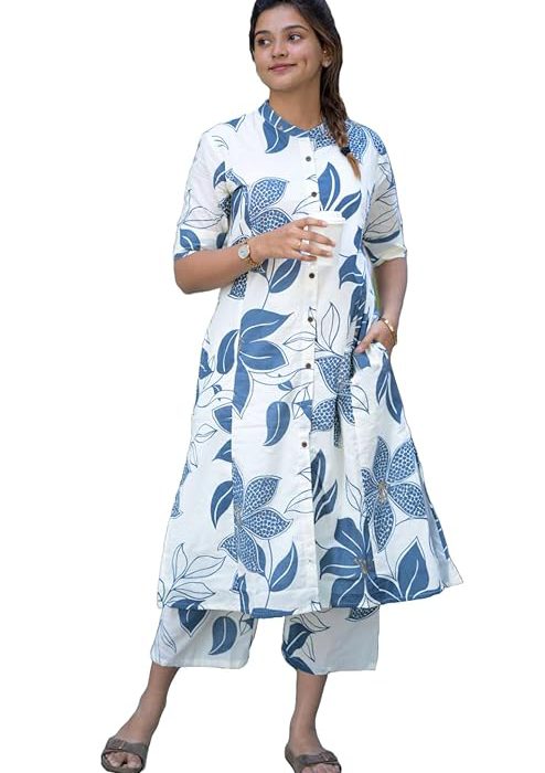 ANNI DESIGNER Women's Rayon Viscose Straight Printed Kurta with Pant